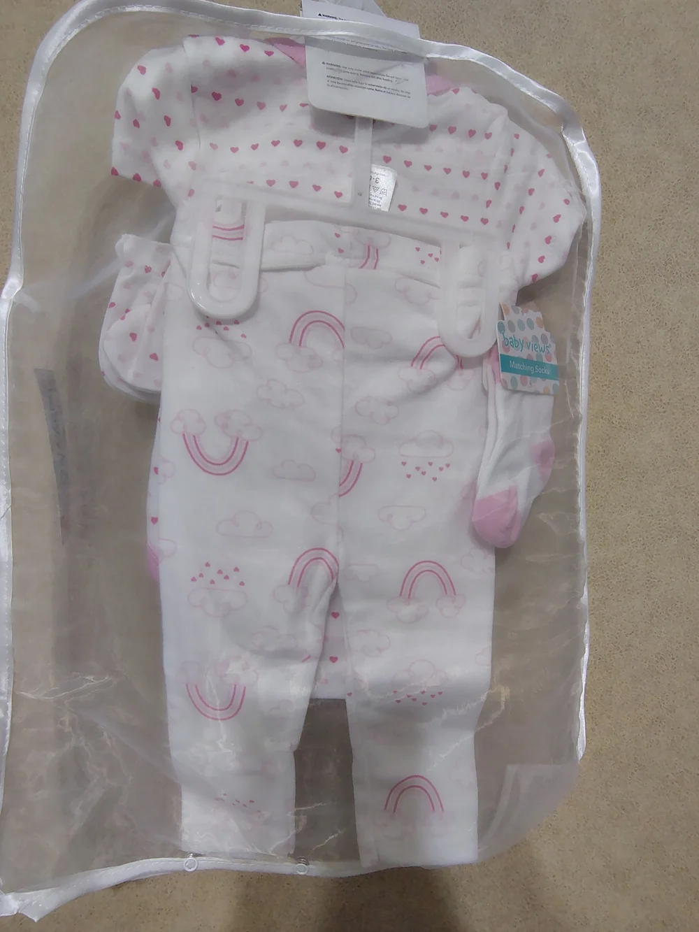 adidas Pink and White Baby Girls 5-Piece Matching Set - Hearts & Rainbows